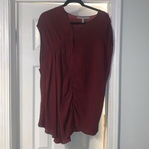 GUC Morgane Le Fay silk double georgette Indian red asymmetrical tunic